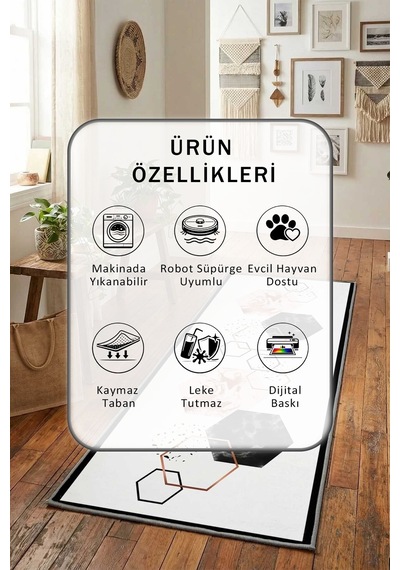 Küp Yıkanabilir Yolluk Açık Gri