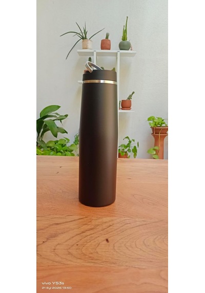 Tr Paslanmaz Çelik Termos Matara Siyah 550 Ml Metal Saplı Genel