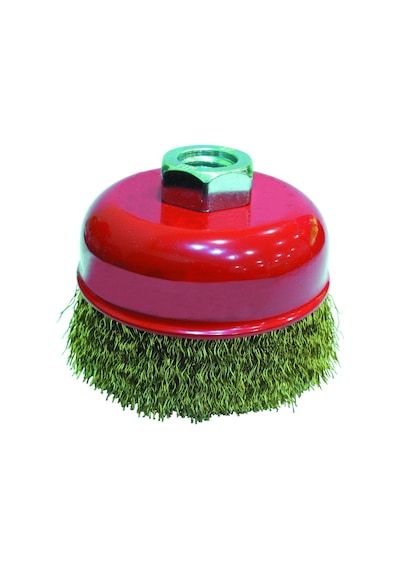 Sarı Dalgalı Telli M14 Vidalı Çanak Fırça 80 Mm