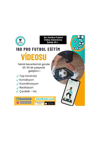 Futbol Matı Ve 160 Pro Eğitim Video Programı Mavi Siyah Mat Kaydırmaz Çorap  Standart