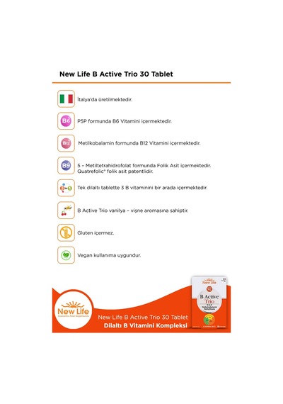 New Life B Active Trio 30 Tablet 2 Adet