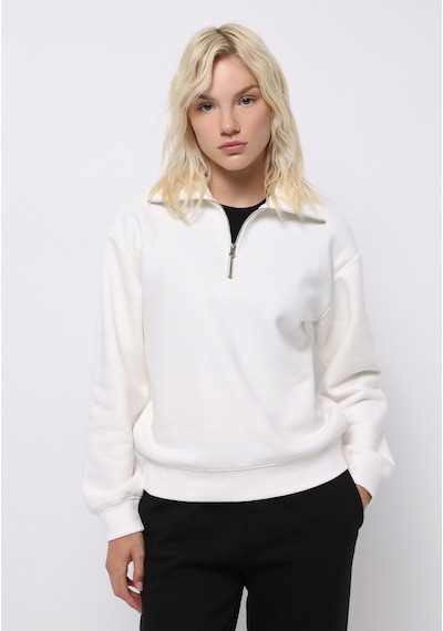 Colin's Colins Regular Fit Fermuarlı Nakışlı Kadın Beyaz Sweatshirt Cl1065678 Q1.v2 Ofw Beyaz Colin's Colins Regular Fit Fermuarlı Nakışlı Kadın Beyaz Sweatshirt Cl1065678 Q1.v2 Ofw Beyaz
