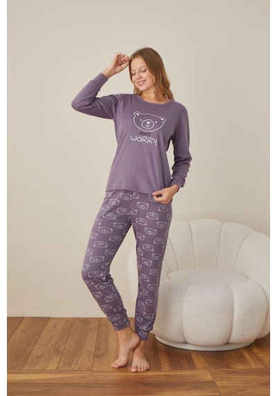 Boyraz Lindros Kadın Pamuk'lu Düğme Yaka Raporlu İnterlok Kışlık Pijama Takımı 05006 - 1 Adet Mor Boyraz Lindros Kadın Pamuk'lu Düğme Yaka Raporlu İnterlok Kışlık Pijama Takımı 05006 - 1 Adet Mor