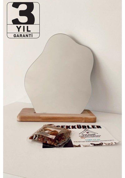 Evcazım 35 Cm X 28 Cm Düzensiz Estetik Makyaj Aynası Çerçevesiz, Dekoratif Masa Üstü Ayna Yatak Oda