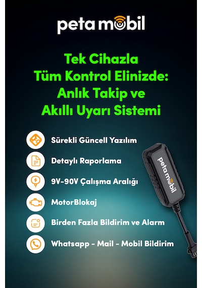 Pt-190 Data Hatlı Gps Takip Cihazı 12 Ay Server Dahil, Motor Bl