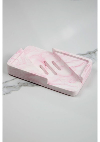 Buççin Online Mağaza Mermer Desenli Banyo Mutfak Tuvalet Beton Katı Sabunluk Su Giderli Süzgeç Model 8x13 Cm Beton Pembe Çok Renkli