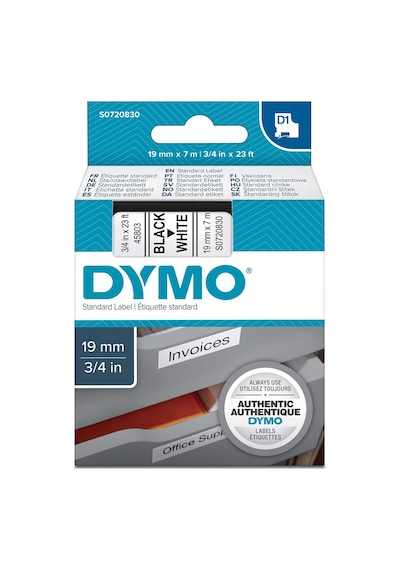 Dymo D1 Şerit Standart 19 Mmx7 Mt Beyaz Üzerine Siyah 45803 S0720830 Diğer