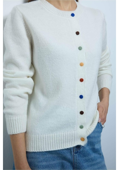 Defacto Slim Fit Dar Kesim Hırka H1373ax26sper105 Ekru-er105