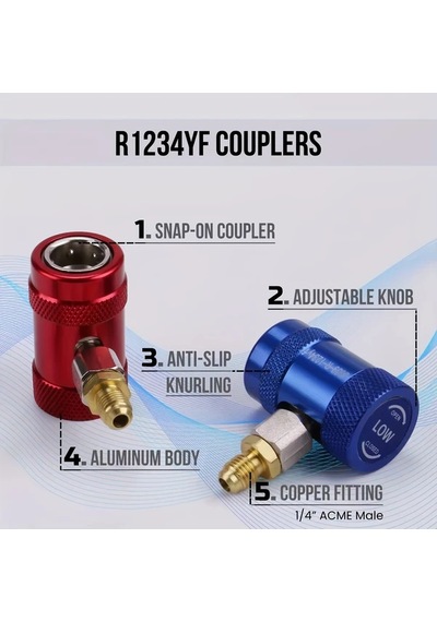 Dream011 Çok Renkli R1234yf Hızlı Bağlantı Adaptörü Araba Klima Yüksek Alçak Yan Refrigerant Dönüşüm Kiti