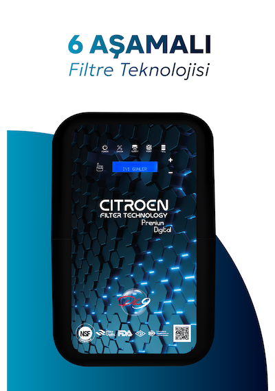 Dijital Pompalı 6 Filtreli Alkali Ph 9 Su Arıtma Cihazı Siyah