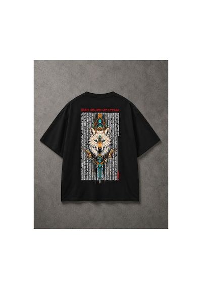 Yolo Street Etnik Kurt Baskılı Siyah Oversize Erkek Tişört Sırt Baskı %100 Pamuk Vintage Streetwear Siyaha11 Yolo Street Etnik Kurt Baskılı Siyah Oversize Erkek Tişört Sırt Baskı %100 Pamuk Vintage Streetwear Siyaha11