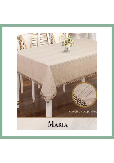 Bşkvirgo Maria Model Kapiçino 155x220 Cm Keten Masa Örtüsü Zarif Şık Ev Tekstili Bsk2026