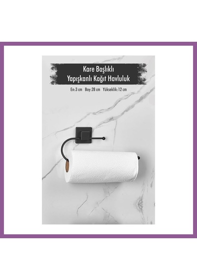 Bezos Yapışkanlı Kare Başlıklı Siyah Kağıt Havluluk Rengaren