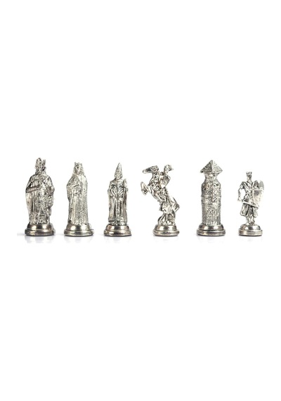 Gifthome Büyük Boy Metal Osmanlı-bizans Satranç Takımı Parlak Ve Rustik Desenli Sandıklı Mdf Tahtası 36x36 Cm.