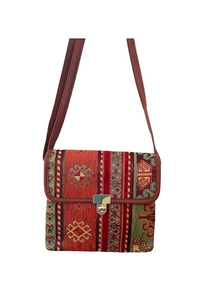 Otantik Kilim Desenli Omuz Çantası Yeşil