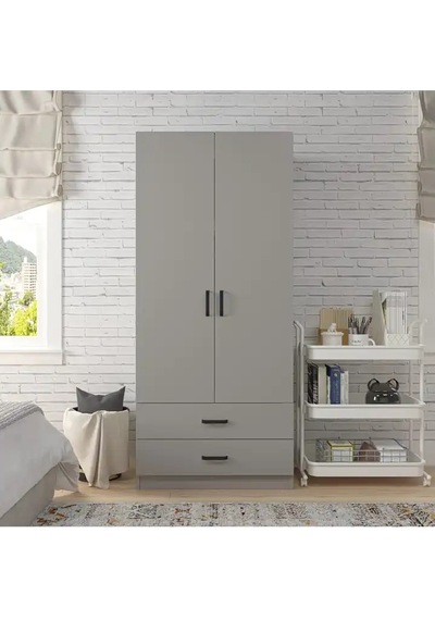 Yaman 80 Cm Luna 2 Kapaklı 2 Çekmeceli Elbise Dolabı - Gardırop Luna