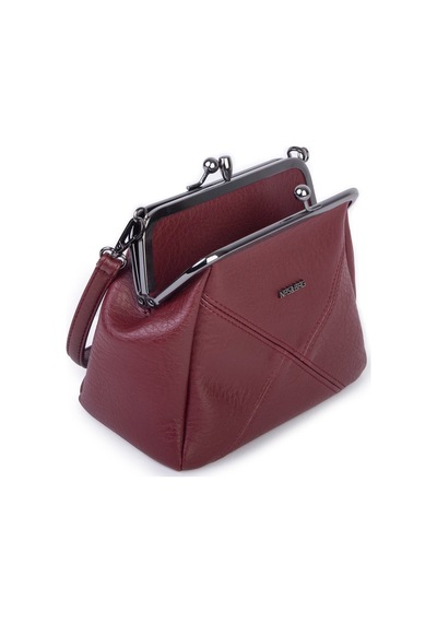 Nas Bag Mini Vintage Burslu Klipsli Kadın Omuz Ve Çapraz Çanta Bordo Victoria 20x17 Cm