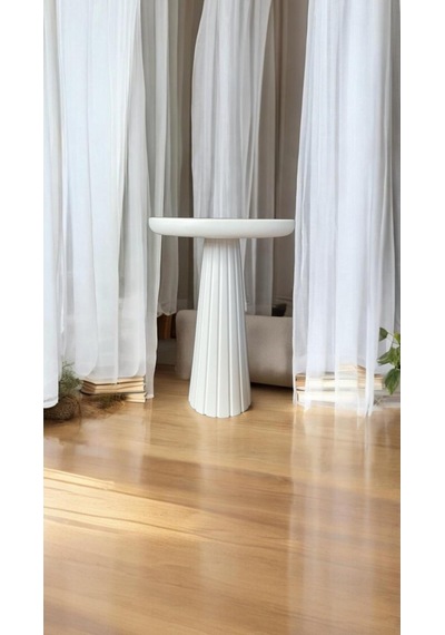Simillo Wood Wooden Ahşap Tekli Fitilli Mantar Yan Sehpa Modern Beyaz Renk Fiskos Kod:54980495547 Beyaz