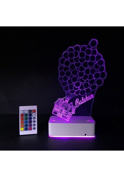 Kişiye Özel Uçan Ev Ve Balonlar Masaüstü 3D Led Lamba