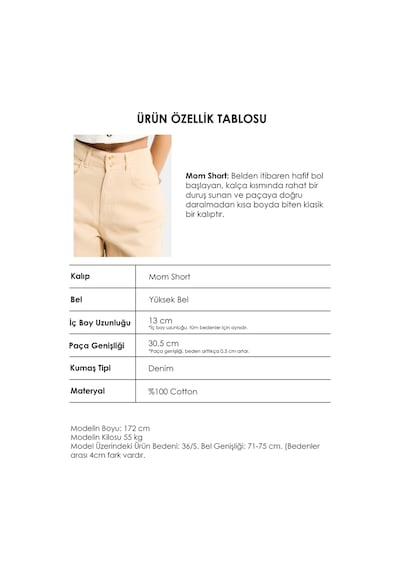 Itsbasic Kadın Bej 6s6-57 Relax Fit Kemer Detaylı %100 Koton Denim Şort