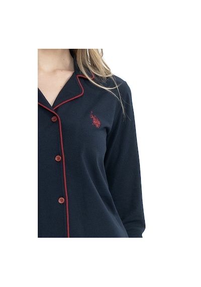 U.S. Polo Assn. U.s Polo Assn. 11000 Kadın Uzun Kollu Önden Düğmeli Gömlek Pijama Takım-lacivert Lacivert