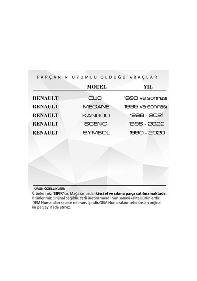 Renault Clio, Megane, Kangoo, Scenic, Symbol İçin Motor Yağ Çubuğu
