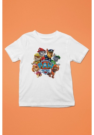 Store Paw Petrol Desen Baskılı Çocuk Siyah Ve Beyaz Tshirt Beyaz - 708012804 Beyaz
