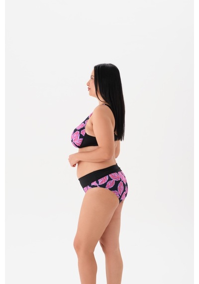 Büyük Beden Balenli Toparlayıcı Bikini Takım Mor