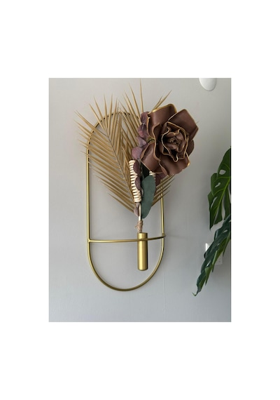 MetaQuartz Aksesuar 2'li Kare Gold Metal Çiçeklik , Modern Dekoratif Metal Çiçeklik