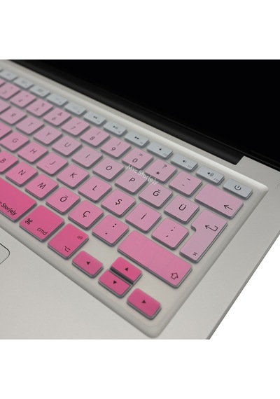 Apple Uyumlu MacBook Air Pro Klavye Koruyucu Türkçe Q Gradient Eski Usb Li Model 2008/2017 Yılı İle Pembe