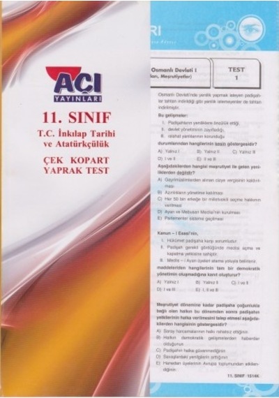 Açı 11.Sınıf Inkılap Tarihi Yaprak Test