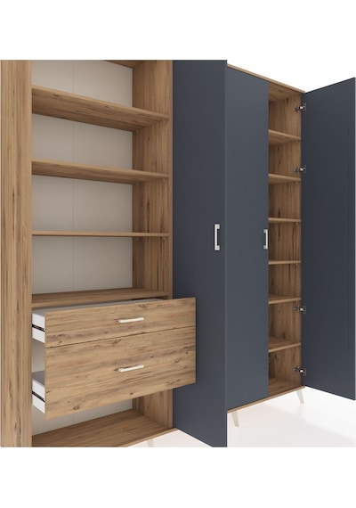 Hyperion Dolap 16 Raflı 2 Çekmeceli 3 Kapaklı 220x44x243 Çam-antrasit/çam Antrasıt/atlas Çam Hyperion Dolap 16 Raflı 2 Çekmeceli 3 Kapaklı 220x44x243 Çam-antrasit/çam Antrasıt/atlas Çam