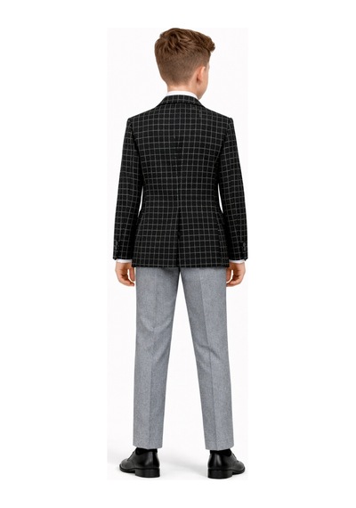 Ahengim Erkek Çocuk Slim Fit Dokulu Çizgili Spor Takım Elbise Ak195-196 Siyah