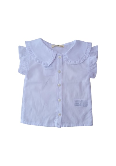 Çikoby Kız Bebek Çocuk Pamuklu Düşük Kol Fırfırlı Gömlek-12598-beyaz Beyaz
