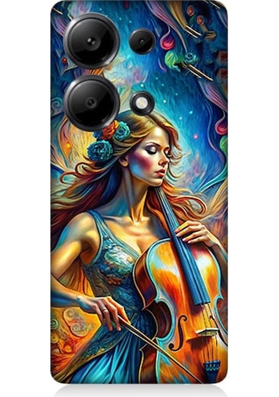 Xiaomi Redmi Note 13 Pro 4g Uyumlu Viyolonsel Çalan Kadın Desenli Silikon Kılıf