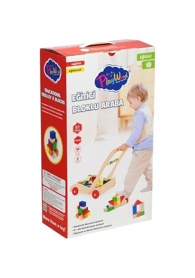 Playwood Ahşap Eğitici Bloklu Araba