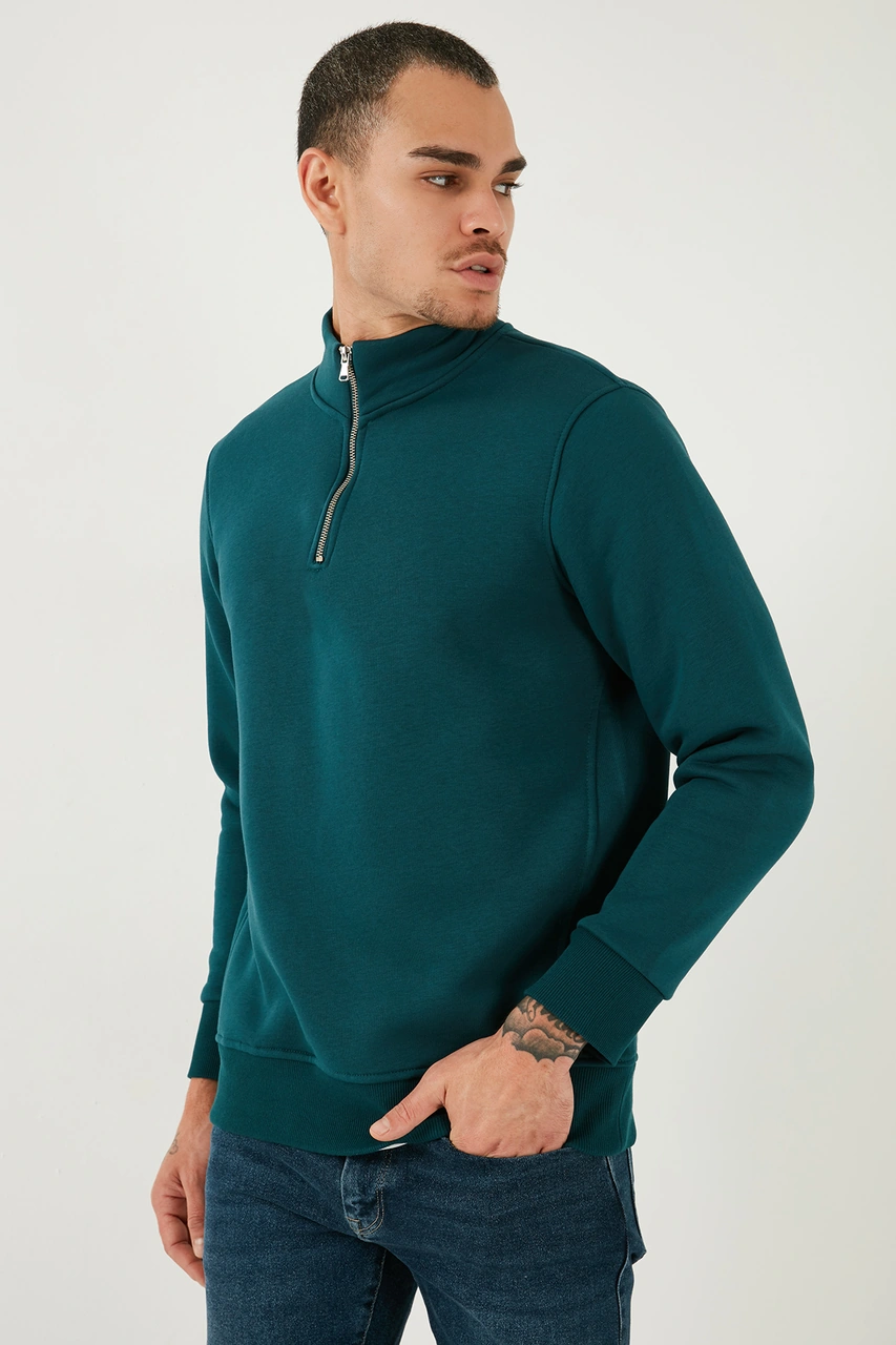 Buratti Pamuklu Regular Fit Dik Yaka 2'Li Paket Erkek Sweat 59052592S2 Indigo-Petrol