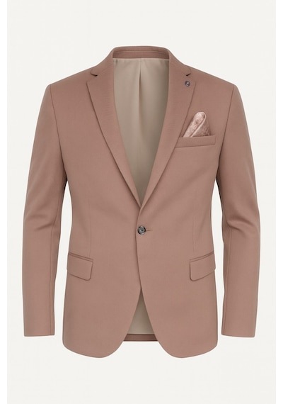Plus Scorpion Vizon Erkek Blazer Ceket Esnek Comfort Kumaş, İtalyan Kesim, Tek Düğmeli Slim Fit Şık Model Vizon