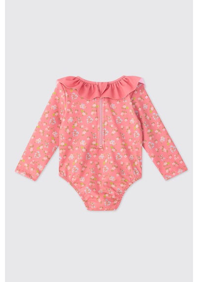 Panço Littemare Kız Bebek Upf 40+ Uv Korumalı Şapkalı Fuşya Mayo Seti 2612gb42013 Pembe