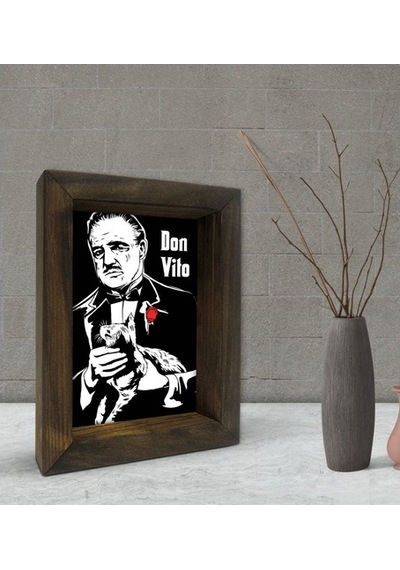 Bk Gift Baba Godfather Tasarımlı Dekoratif Doğal Masif Ahşap Çerç (500610892)