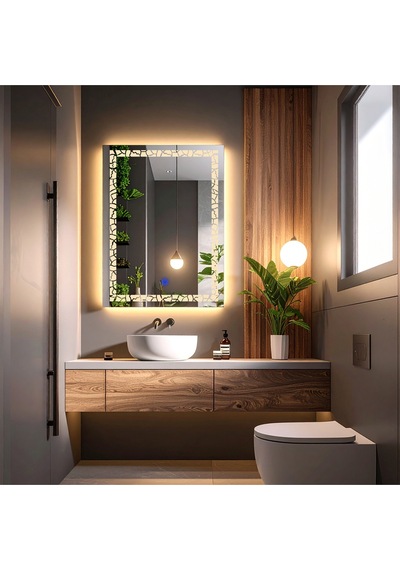 Gleamira Vertical Günışığı Lazer Kumlamalı Lavabo & Banyo Aynası Dokunmatik Sensörlü 70 X 45