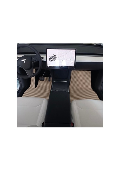 Tesla Model Y Akıllı Eva Paspas-bagaj Havuzu Tam Set Krem-siyah Şerit