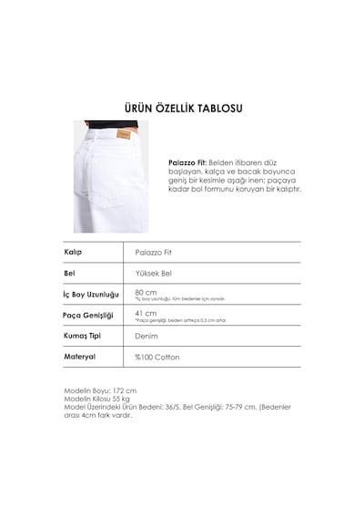 Itsbasic Kadın Beyaz 5s6-2 Palazzo Fit Yan Panel Detaylı Özel Tasarım Denim Jean Itsbasic Kadın Beyaz 5s6-2 Palazzo Fit Yan Panel Detaylı Özel Tasarım Denim Jean