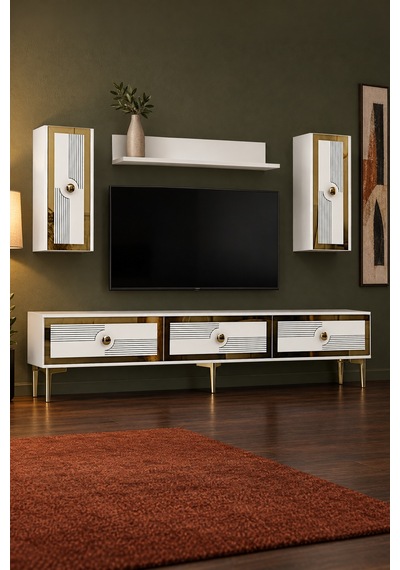 Tvr1816bg Pega Tv Ünitesi Takımı Beyaz-gold 180cm Beyaz - Altın