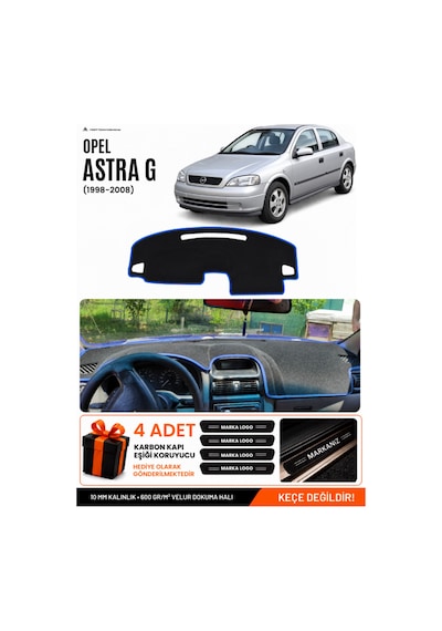 Opel Astra G 1998-2008 Uyumlu Torpido Koruma, Torpido Örtüsü, Torpido Kılıfı - Siyah-mavi - Op002