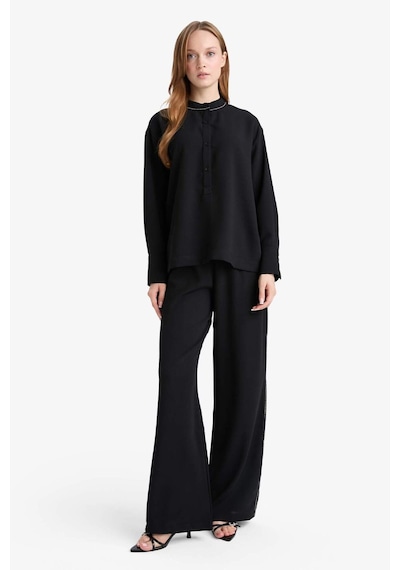 Defacto Wide Leg Geniş Paça Krep Pantolon F3068ax25aubk81 Siyah