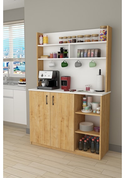 Asra Trend Kahve Köşesi KAHVE02 %100 MDF Çok Amaçlı Mutfak Dolabı Beyaz - Safir Meşe Asra Trend Kahve Köşesi KAHVE02 %100 MDF Çok Amaçlı Mutfak Dolabı Beyaz - Safir Meşe