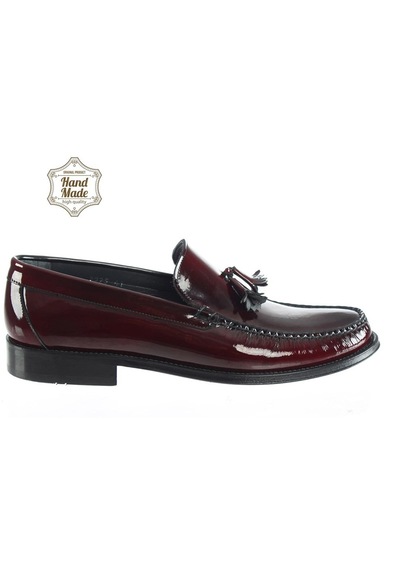 Erkek Bordo Kösele Taban Açma Deri Loafer