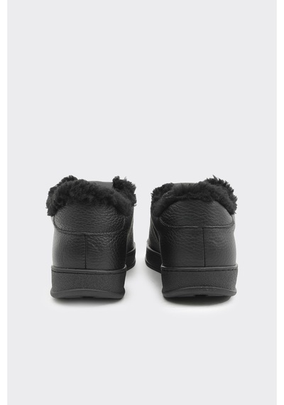 Derinet Hakiki Deri Comfort Taban Kürklü Kadın Sneaker Siyah Siyah