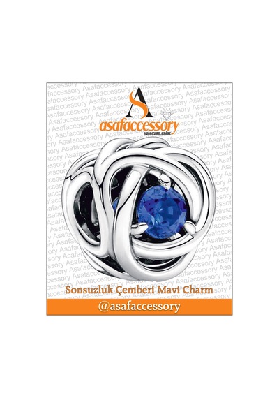 Sonsuzluk Çemberi Mavi Charm Gümüş
